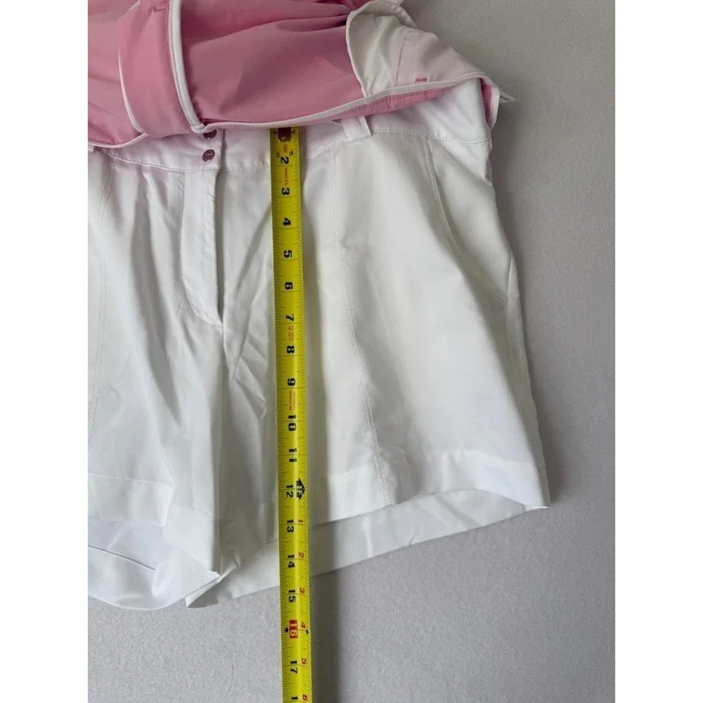Nike Golf  Dri Fit Skort Women 12 Pink White Belted Stretch Athletic Lightweight - Picture 8 of 16